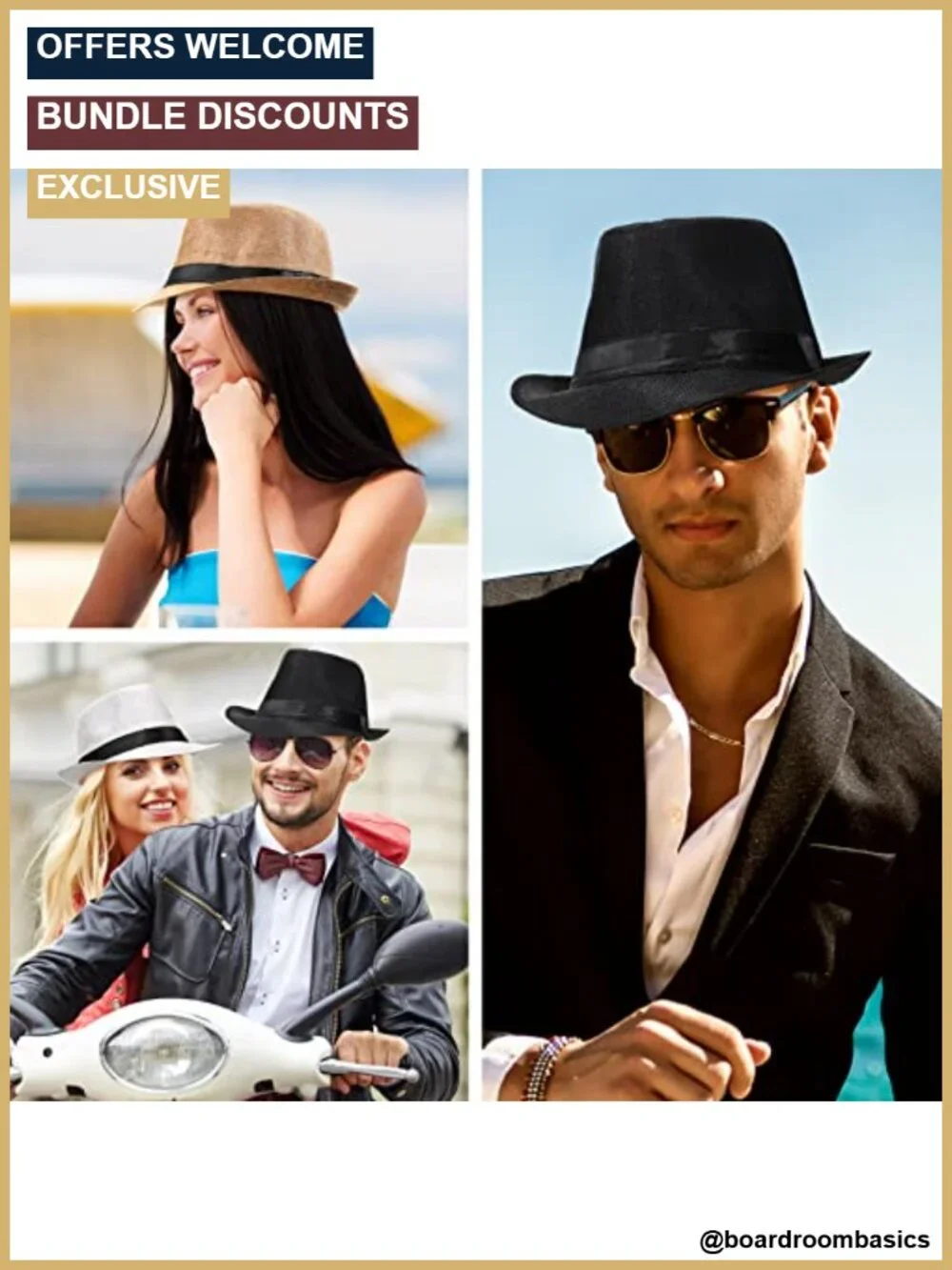 Straw Trilby Sun Hat for Men Women Summer Beach Party 1920s Short Brim